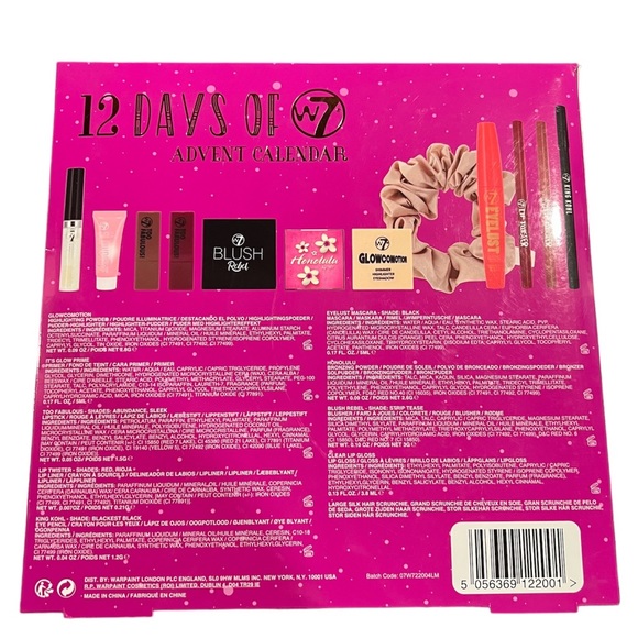 NEW W7 Advent Makeup Calendar, 12 Items In Package Pink - Picture 4 of 6